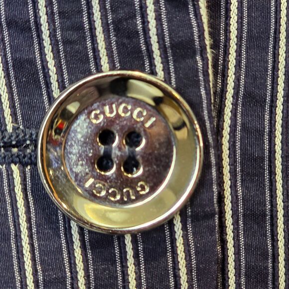 GUCCI Blazer Womens EU 38 US 2 Navy Blue Pinstripe Office Siren Boardroom - Picture 4 of 12